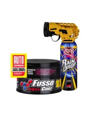 Soft99 Rain Drop Tornado Vortex 300ml + Fusso Coat 12 Months Dark - zestaw wosk i szybka w aplikacji powłoka
